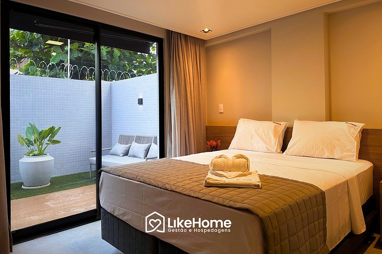 Flat à 50m da praia com área externa - LikeHome