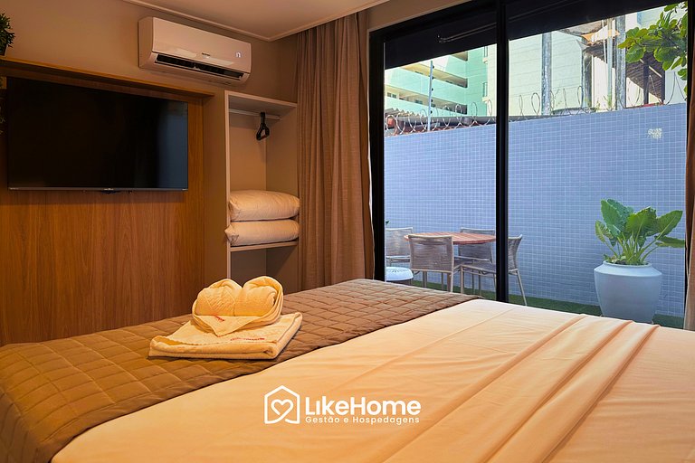 Flat à 50m da praia com área externa - LikeHome