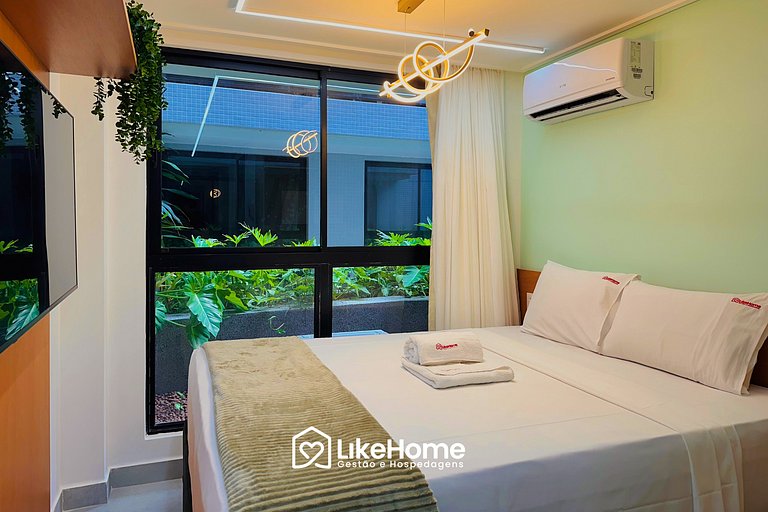 Flat praia no térreo com vista jardim - LikeHome