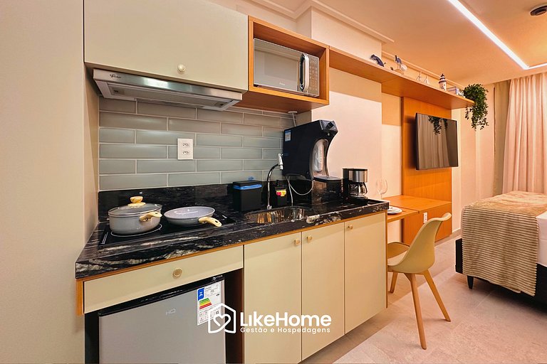 Flat praia no térreo com vista jardim - LikeHome