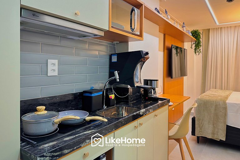 Flat praia no térreo com vista jardim - LikeHome