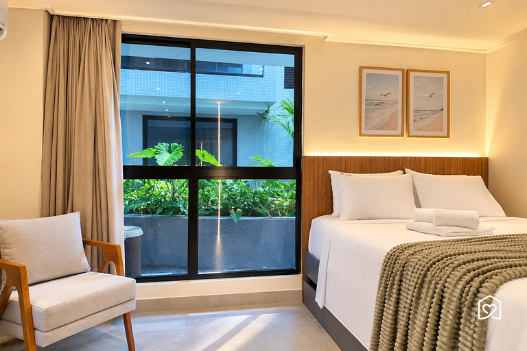 Flat na praia com vista para o jardim - LikeHome
