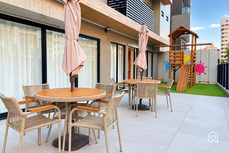 Flat perto da Orla de Manaíra e piscinas rooftop