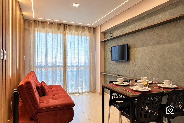 Flat c/ varanda para 4 pessoas em Intermares