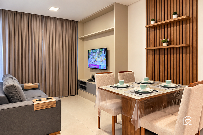 Flat para 3 pessoas c/ varanda em Intermares